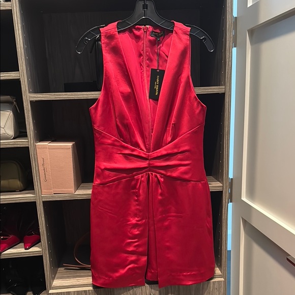 knee length dresses for ladies Cassea Plunging Mini Dress in black